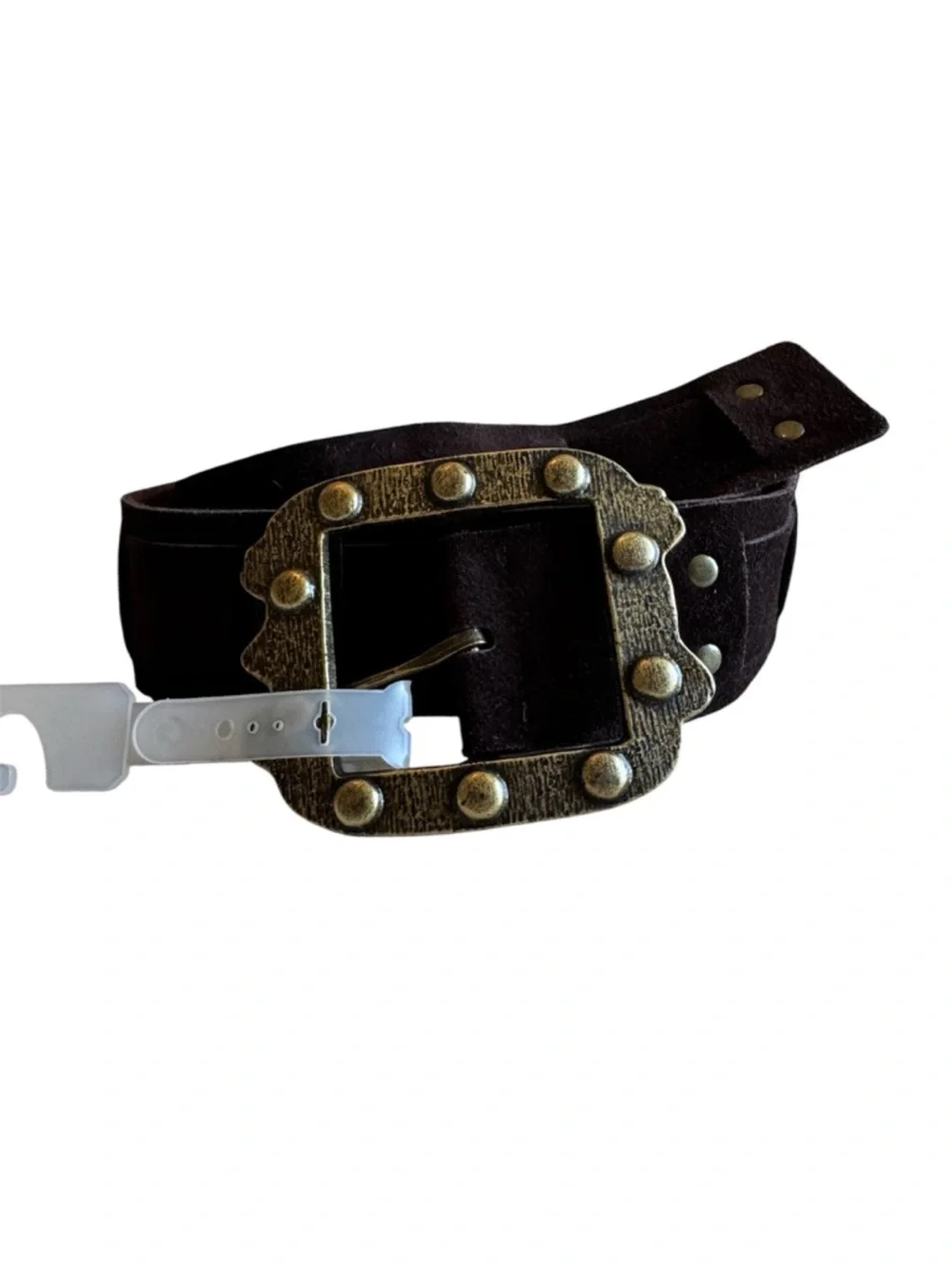 Neiman Marcus Brown Suede Leather Studded Statement Belt NWT Women M Western